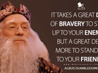 “It takes a great deal of bravery to stand up to your enemies, but a great deal more to stand up to your friends.” – Albus Percival Wulfric Brian Dumbledore
